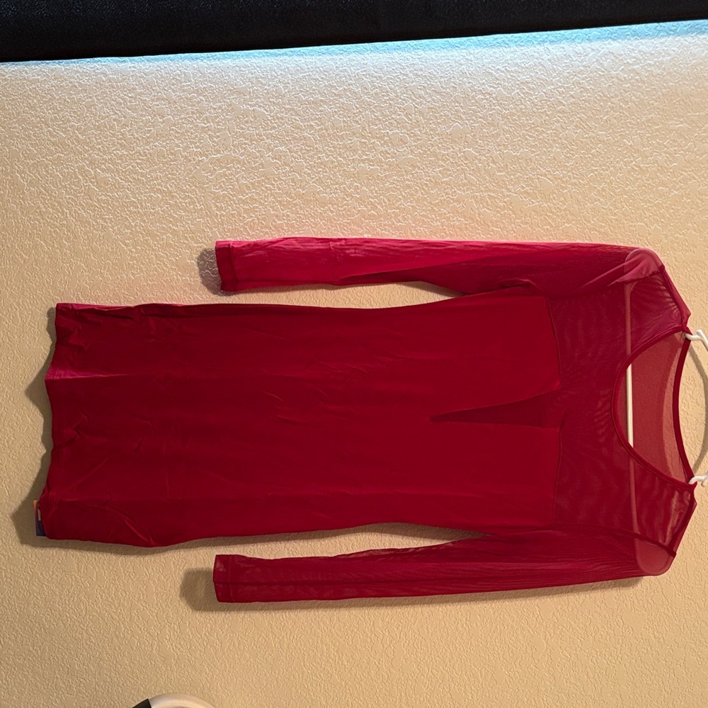 Elegant Red Long Sleeve Dress